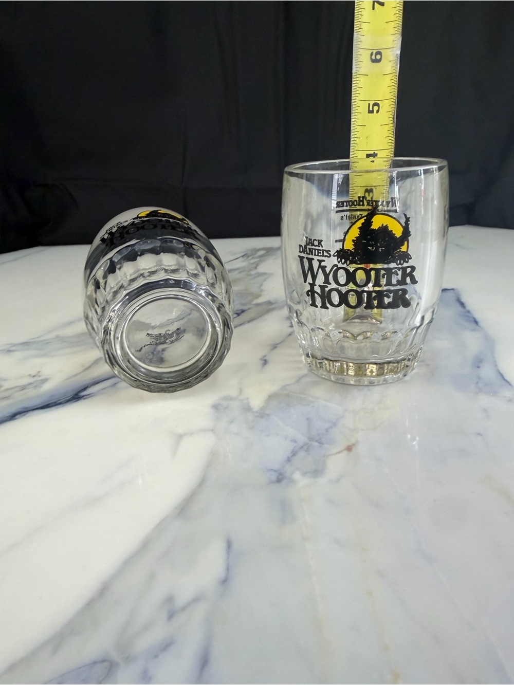 Jack Daniels Clear Glass Shot Tumblers with Black Logo and Yellow Moon Accent - Picture 6 of 6